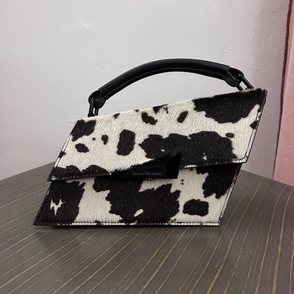 Acne Studios Ponyhair Distortion Bag  Cow Print w/ crossbody strap